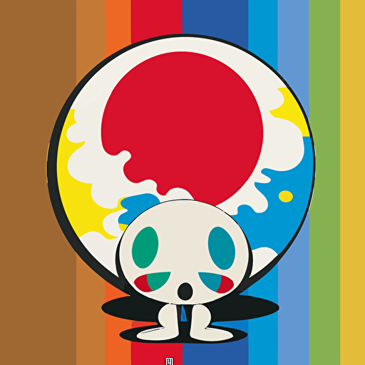 Takashi Murakami, basic, vector, logo, solid background, concept art, full moon