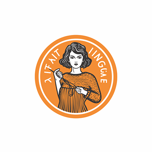Logo for knitting company, orange color, vector style, logo style, white background, No text, png