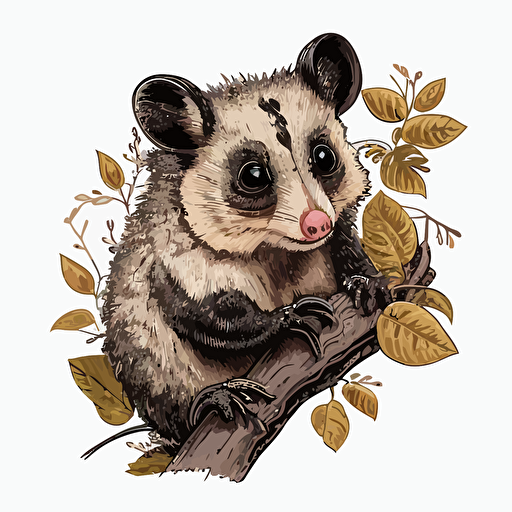 possum pencil drawing full color vector