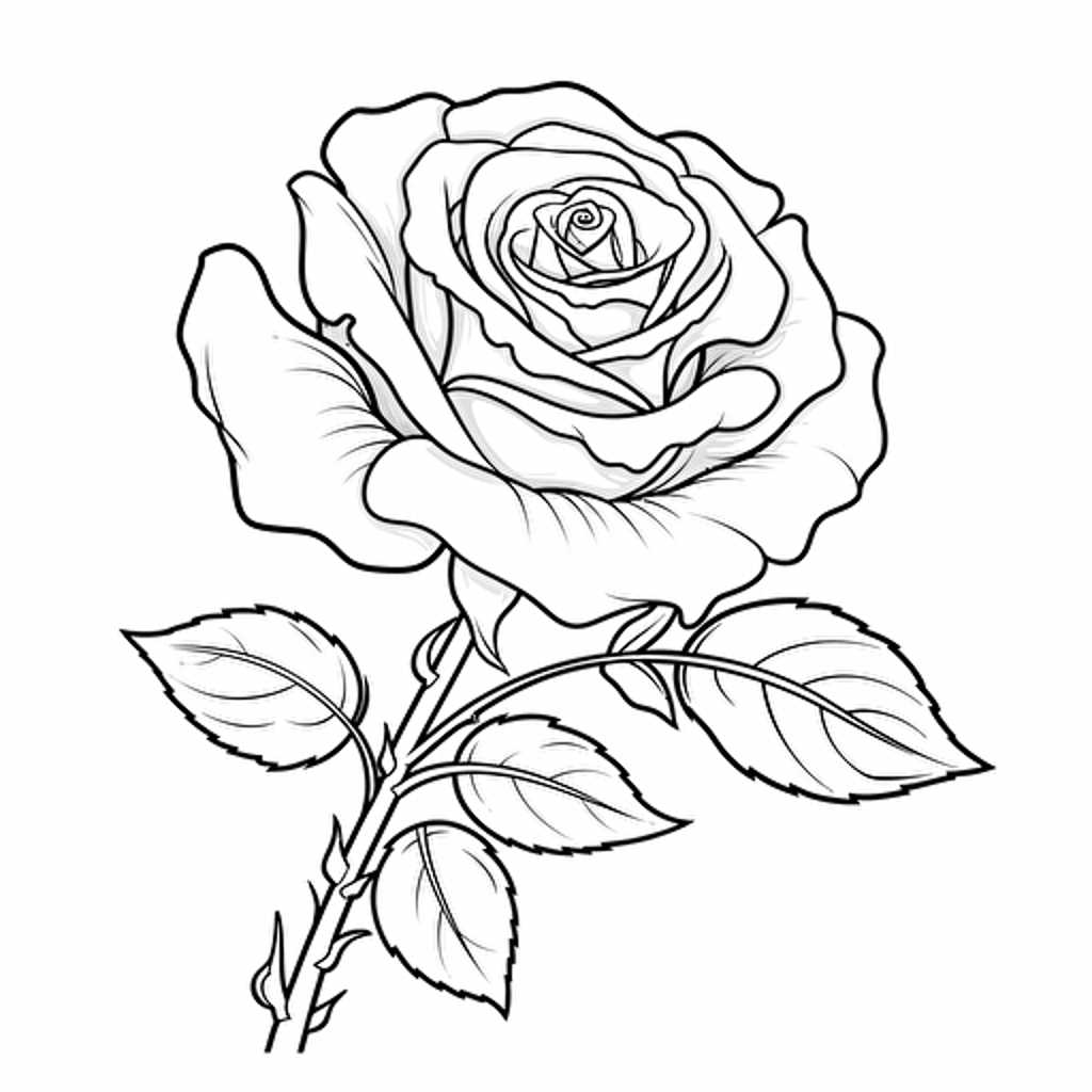 rose ignorant style No Shadow. Cartoon. Coloring page. Vector. Simple.