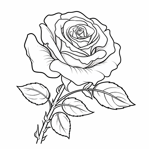 rose ignorant style No Shadow. Cartoon. Coloring page. Vector. Simple.