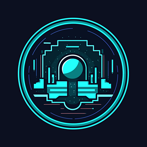 a cyber system development company logo with blue as the base color, flat design, vector,