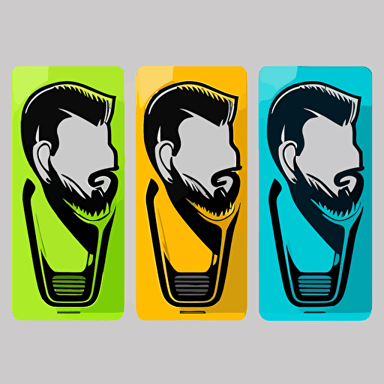 logo for beard Trimmer, simple, 3 colors, vector art, clean, silhouette of beard