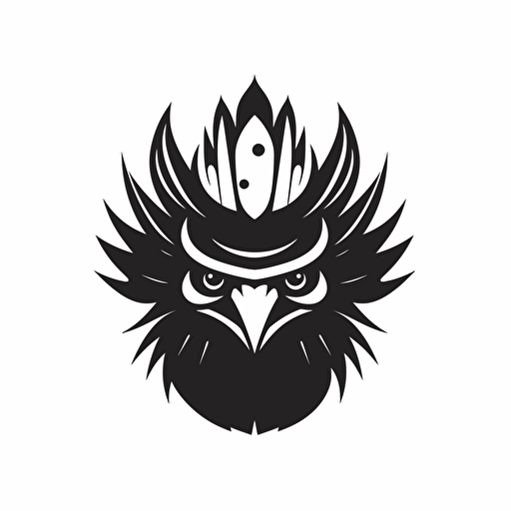 Eagle Face, Crown, icon, simple, logo technique, comic vector illustration style, flat design, minimalist icon, flat, adobe illustrator, black and white, white background