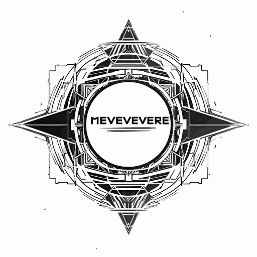 2D vector logo metaverse in minimalism cyberpunk style. Background white