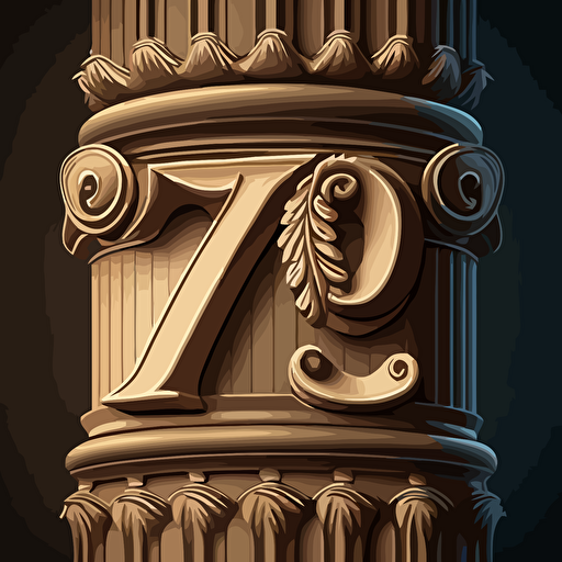 a vector illustrator of the number 78 in the style of a greek column