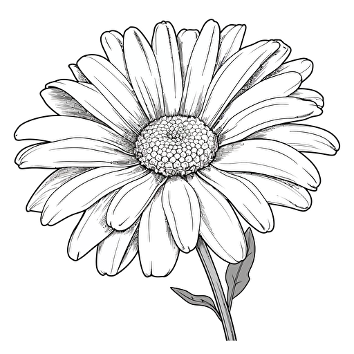 Daisy ignorant style No Shadow. Coloring page. Vector. Simple.