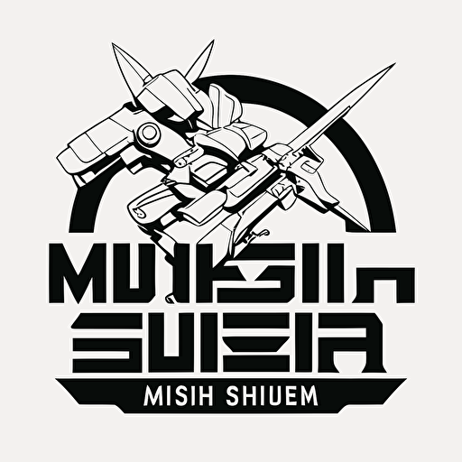 minimalistic vector type logo design for a gunpla builder called misheru