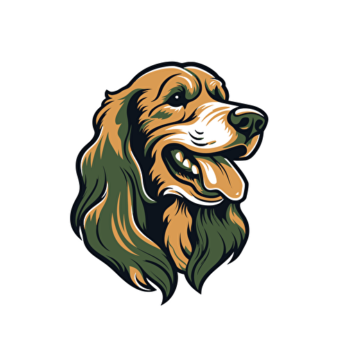 A vector logo of a cocker spaniel, very simple, memorable, sincere, honest, wholesome, down-to-earth