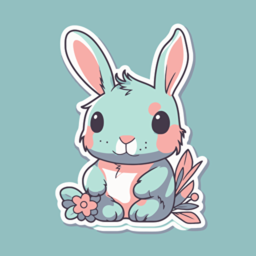 sticker flat vector art,2D bunny, baby bunny flirting,cute,colorful disney-inspired