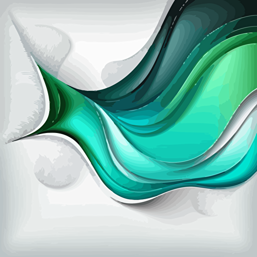 Abstract white background with green a blue soft waves. Vector illustration 2D
