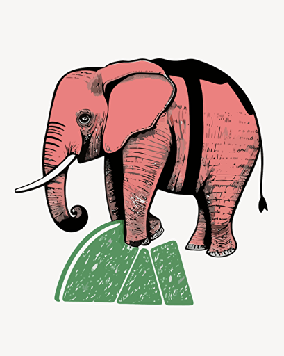 elephant watermelon hybrid, minimalistic, retro aesthetics, vector image, sticker, pastel pantone colors, white background