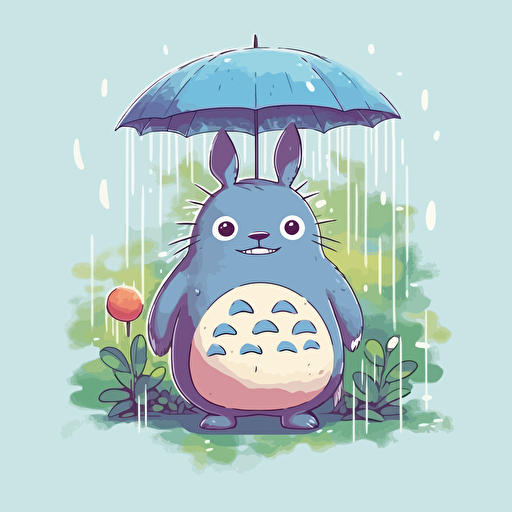 My neighbor totoro in the style of Bluey from ABC. Vector based kids show. Pastel colors. Bright and cheery