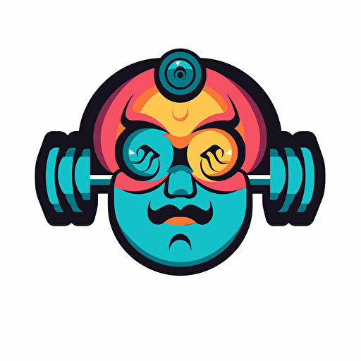 A gym dumbbell face 3/4 View, 3 color vector illustration, In the style of michael craig-martin, logo