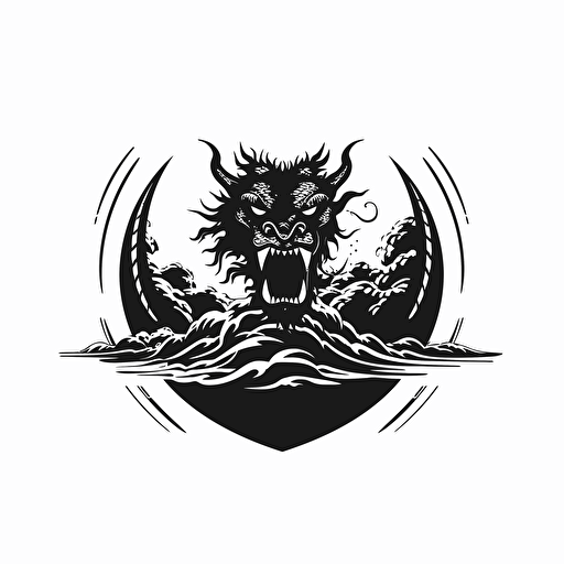 a dragon boat vector black logo with white background