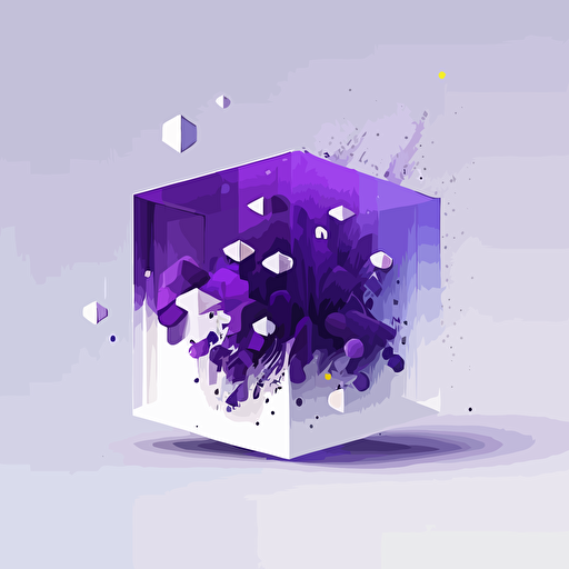 tesseract , flat vector illustration, UI illustration, GUI, Minimalism, White background, purple colors