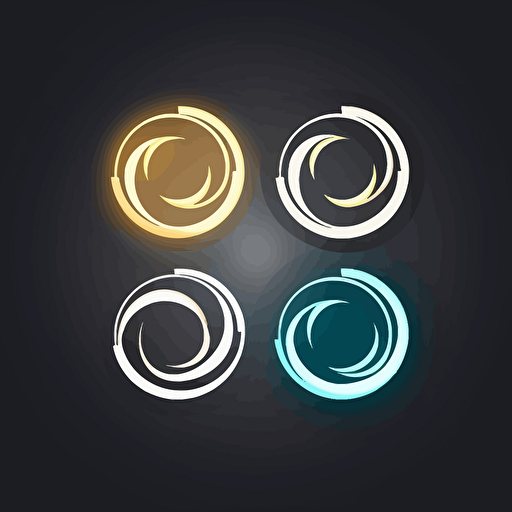 Three circles, energy, light rays, vector logo, rotation