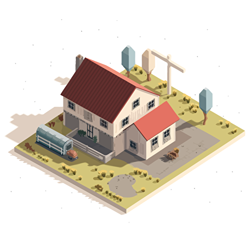 modern farm house. isometric view. minimal vector design.