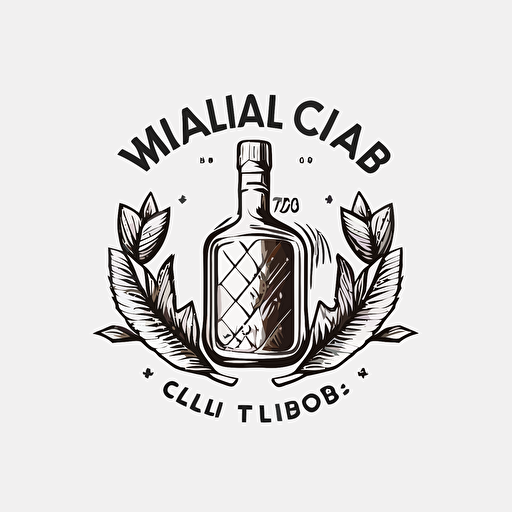 a logo for a whiskey club. minimalistic, white background, vector.
