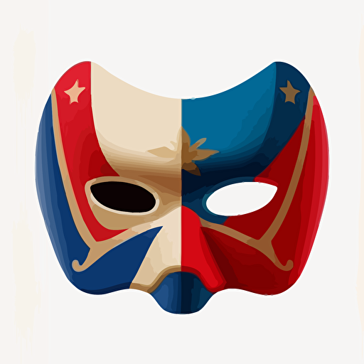 Venetian-style masquerade mask with a Texas flag design in a vector art cartoon style, flat color,