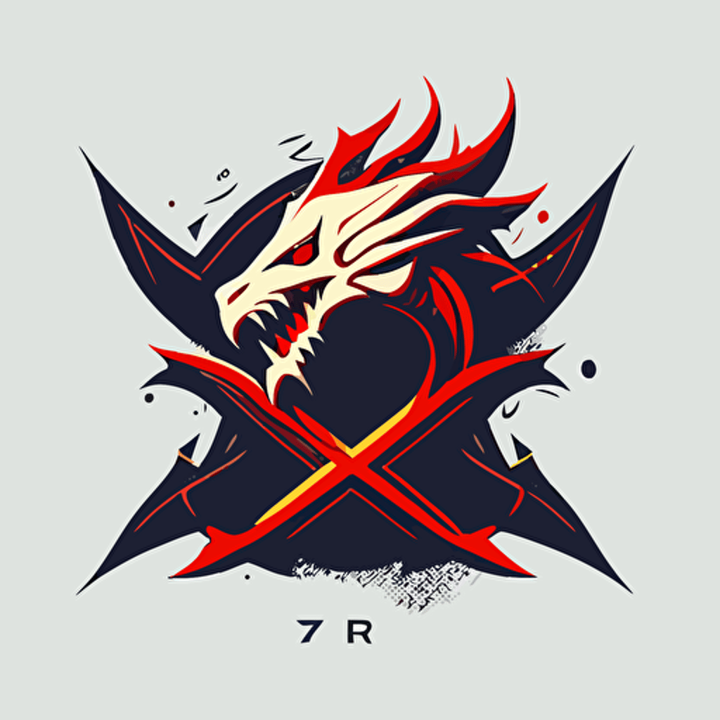 flat vector logo of an X with fron dragon head, hybrid, simple minimal