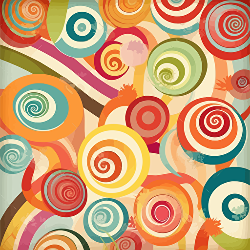 retro candy swirls and stripes, vector, delicious colours