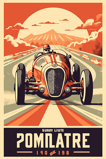 retro poster art, racing sport event from 1940's, minimalistic vector style,
