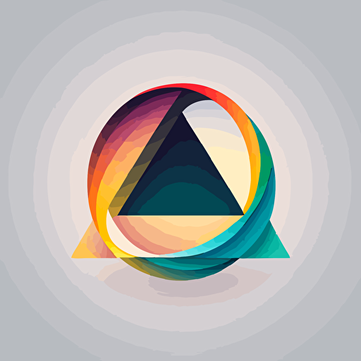 flat vector logo of triangle, gradient, audio wave form wrapped around earth, simple minimal, by Ivan Chermayeff