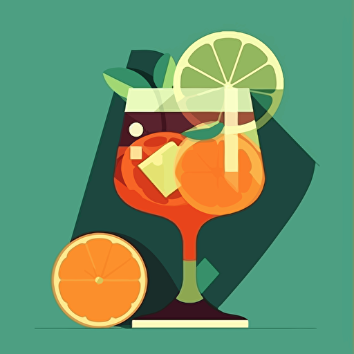 silhouette of cocktail in vector flat style