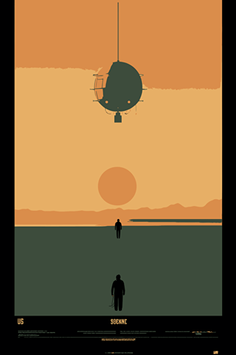 minimalist poster from science fiction movie 2001, vector,