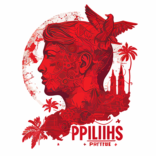 vector design of the outline of the country of philippes in red