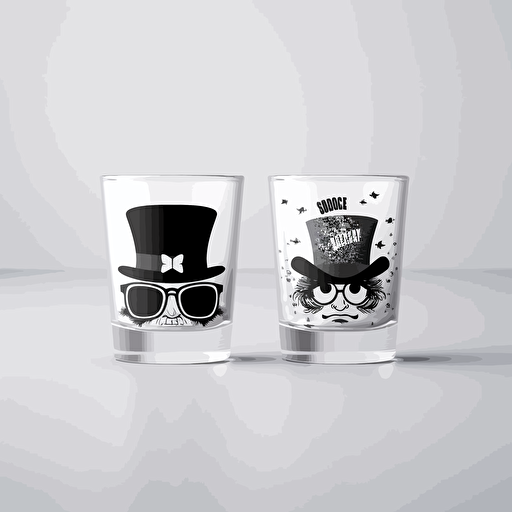 blackk and white funny vector design illustrotion for shot glasses v5.1