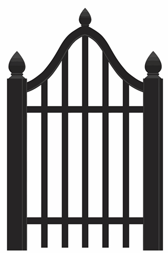 vector illustration of one black fence motif on a white background, isolated on white background, vector flat design