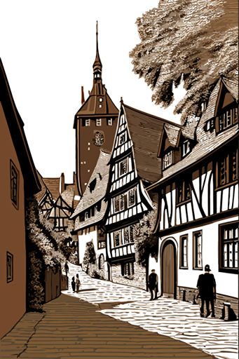 German village, pdf vector drawing