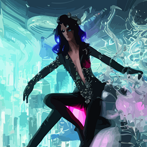 body rococo cyberpunk style crystal quartz sculpture young handsome seductive chilean android gogo reaching sky glowing pink laser eyes crown white gears diamonds swirling green colored silk fabric futuristic elements length view intricate artwork caravaggio trending artstation octane render cinematic lighting right hyper realism octane render 8k depth field 3d