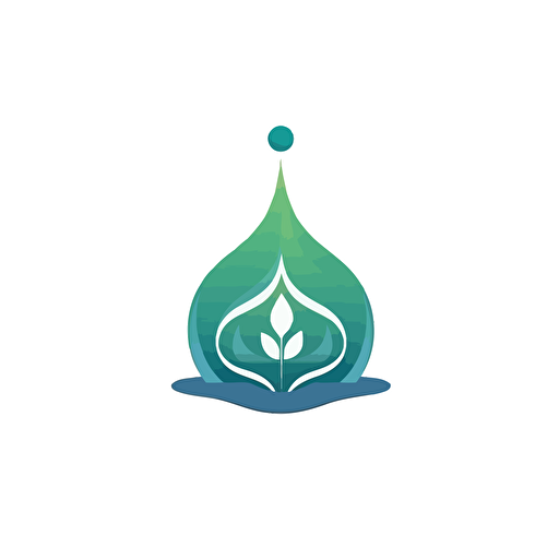 a round white, minimalistic, flat vector logo for an expensive natural alchemy company. Incorporate a water droplet