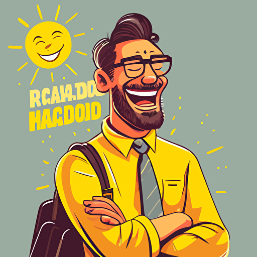 illustrated image of a teacher taking attendance, kind of happy, bright, 2d vector