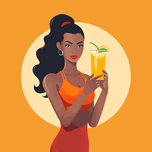 a fitness lady holding a cocktail illustration vector