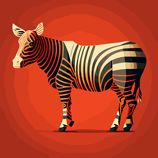 cow with tiger stripes, vector illustration style