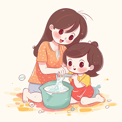 mommies little helper, cute, vector, white background