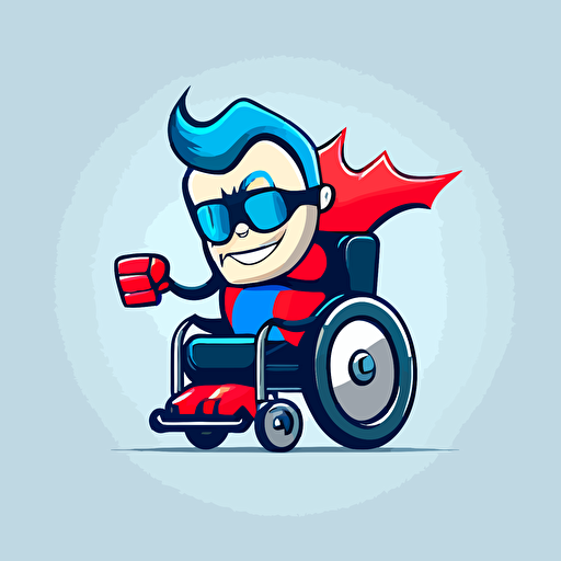 a mascot logo of a wheelchair user‘ simple, vector, minimalistic, no shading