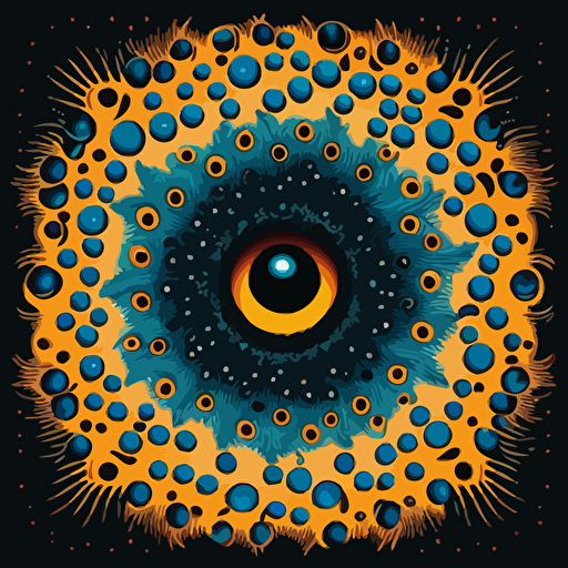 cosmic mandala made of eyes, 2d flat vector style, comic book style