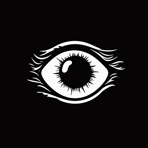 a basic iconic logo of an eye in cartoon style without much detail, vector black, background white