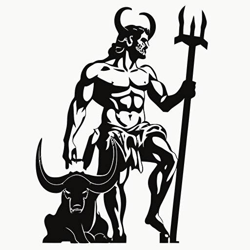 minotaur with a cow, vector logo, vector art, emblem, simple cartoon, 2d, no text
