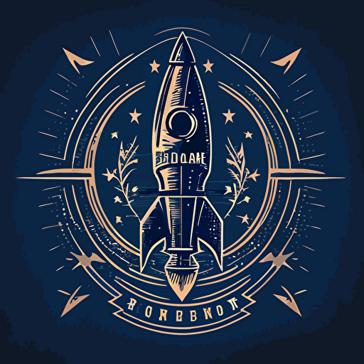 rocket company logo. blueprint look. vector image