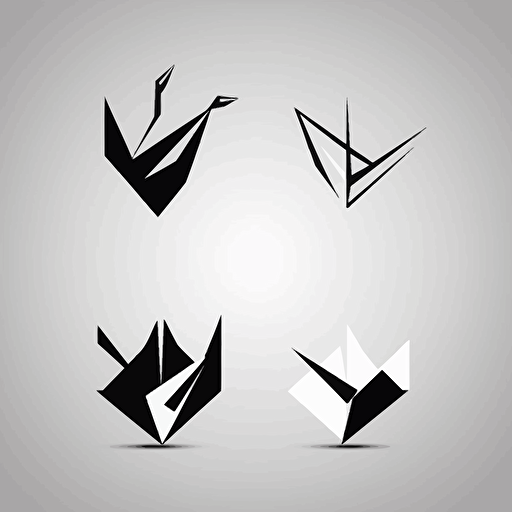 vector logo made simple shapes and line in paper crane named Paper Build,whtie and black color,