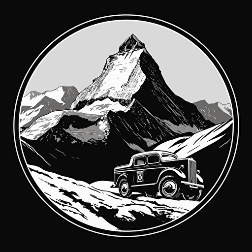 Grossglockner trip logo, black and white, vector, HDR,