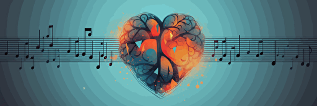 Music brain heart education emotions, concept, illustration, vector art