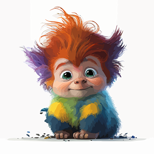 A saturated colorfull baby fur harry potter, goofy looking, smiling, white background, vector art , pixar style