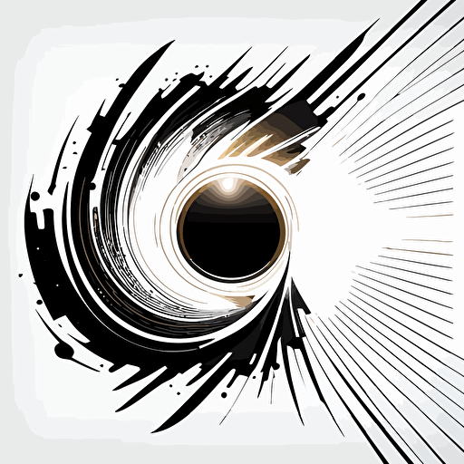 light bending around a black hole, vector, line, white background
